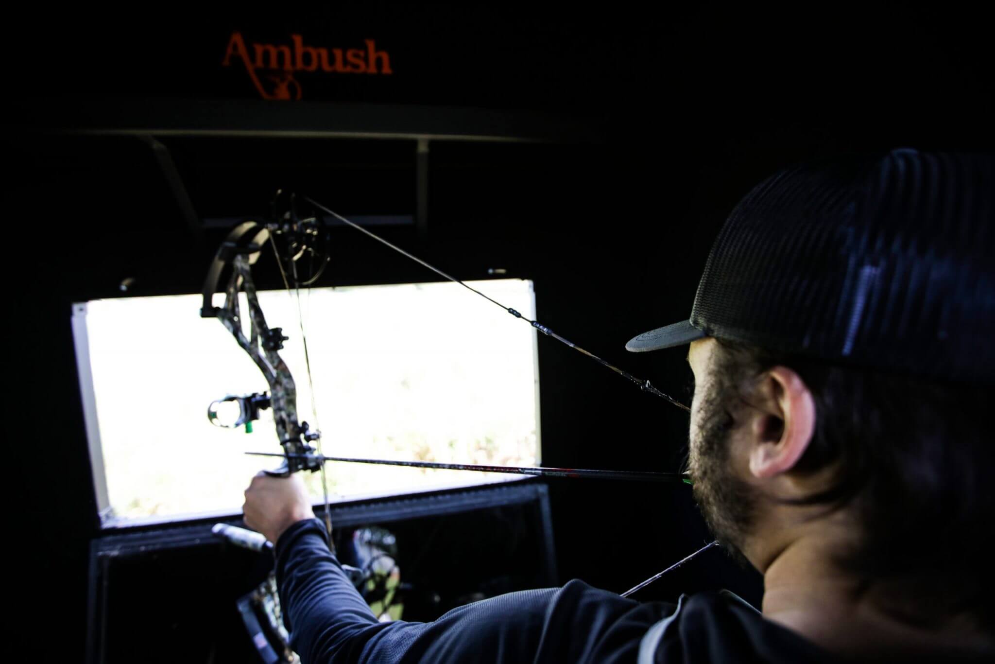 Bow Full Draw in Ambush Blind