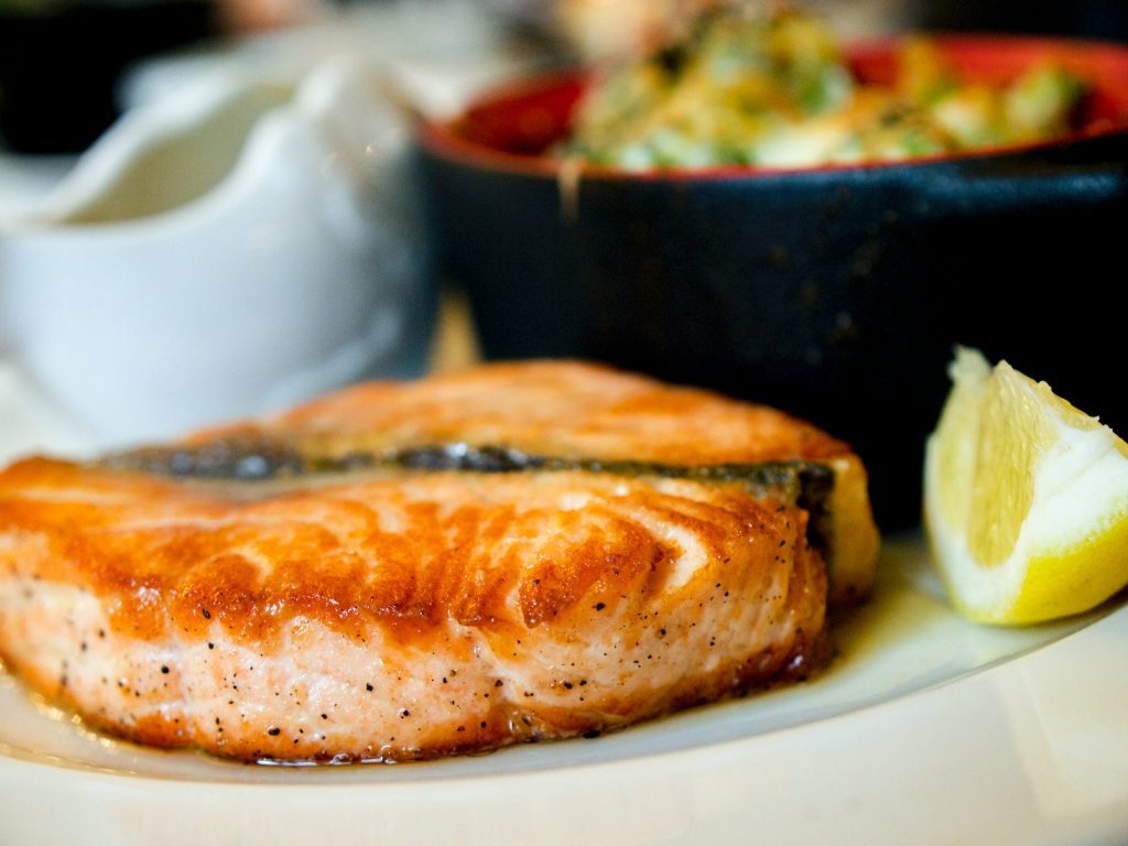 A marinated salmon dinner, made from on of our recipes